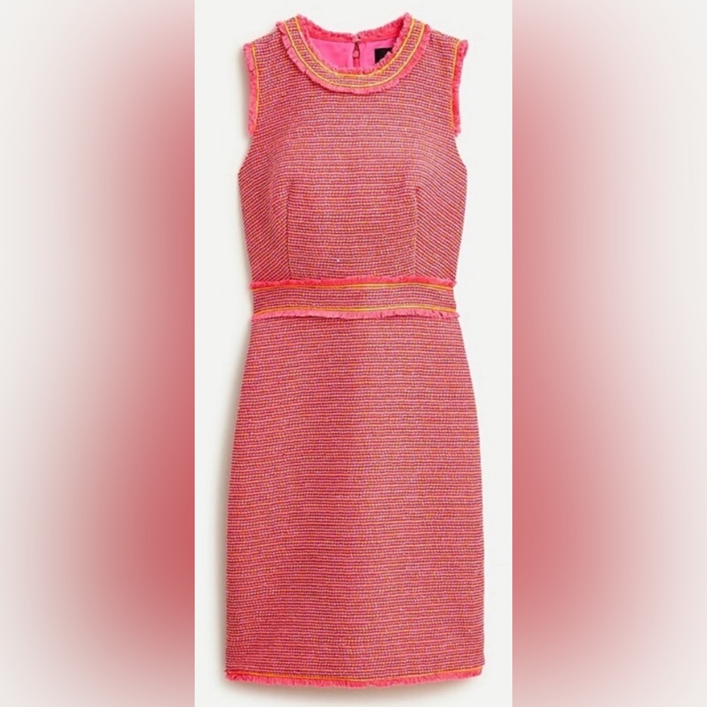 Chic J. Crew Pink and Orange sheath fringe Dress.